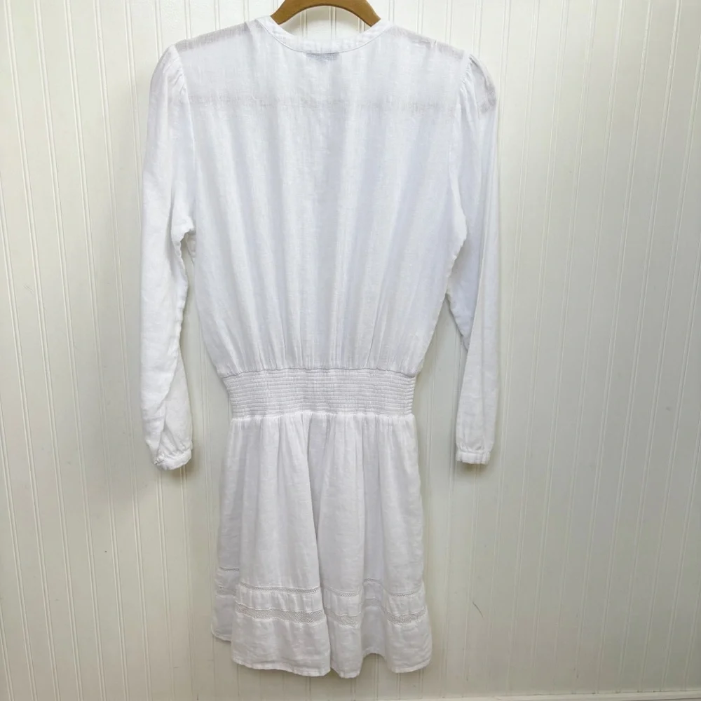 Rails Solid White Lace Trim Jasmine Linen Blend Dress Women’s Size Small - Picture 3 of 7